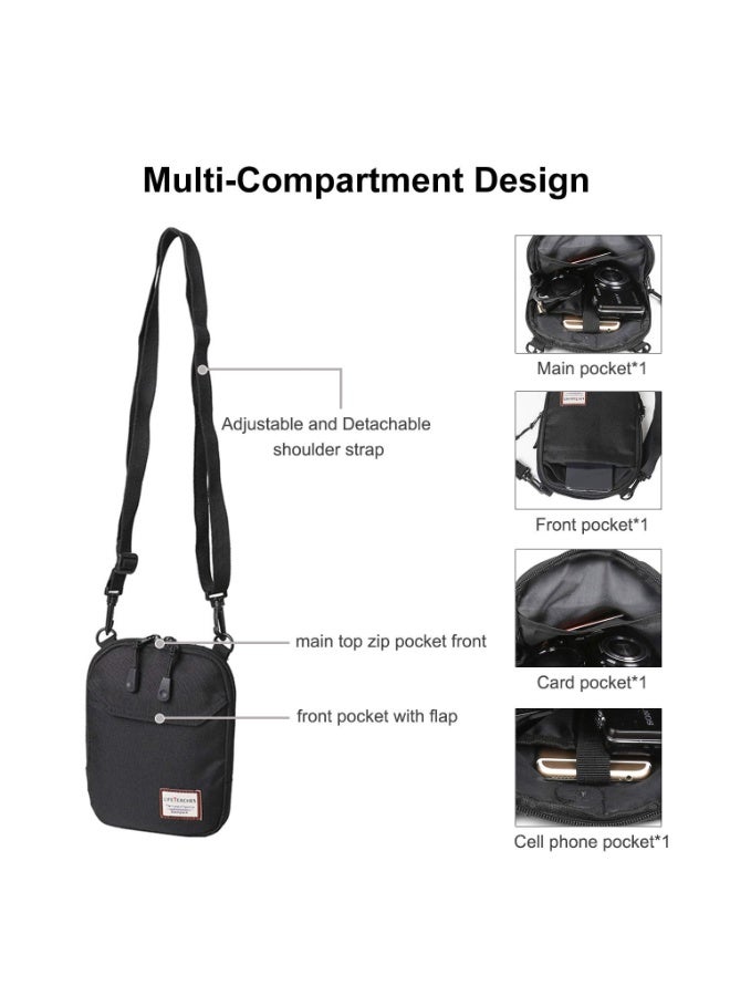 حقيبة crossbody صغيرة للرجال ، حقيبة الرسول الصغيرة حقيبة الكتف لجواز سفر الهاتف - Image 4